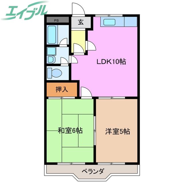 プラムコート(2LDK/4階)の間取り写真