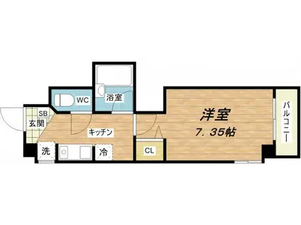 パルケラード(1K/4階)の間取り写真