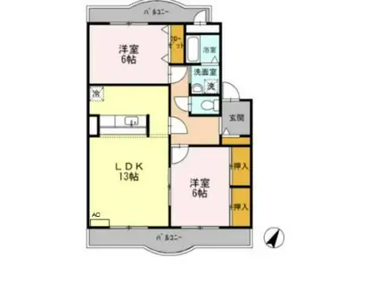 パレ・ロワイヤル II棟(2LDK/3階)の間取り写真