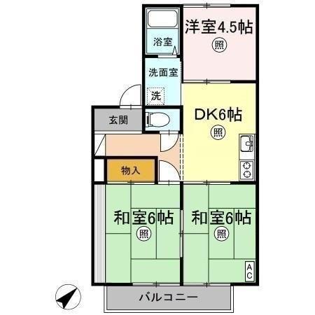 プチパール102(3DK/2階)の間取り写真