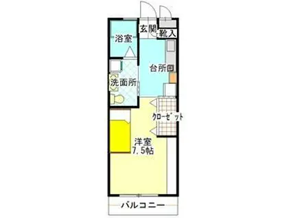 ゆたかガーデンテラス(1K/1階)の間取り写真