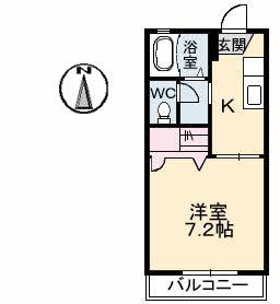 フレグランス B棟(1K/1階)の間取り写真