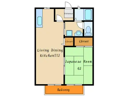 アメニティハイツII(1LDK/2階)の間取り写真