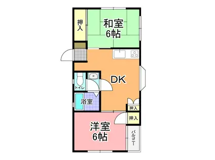 メープル・ヴィラ(2DK/1階)の間取り写真