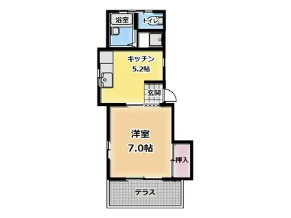 フォレスト弐番館(1DK/1階)の間取り写真