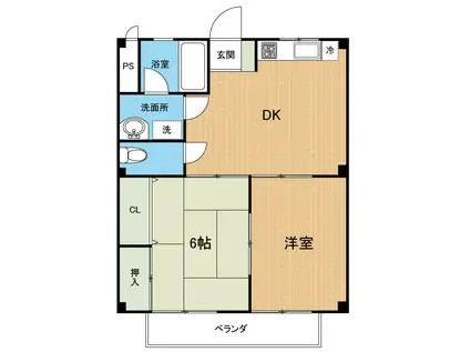 アメニティ出水III(2DK/1階)の間取り写真
