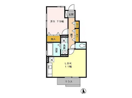 バイオ21 15-1(1LDK/1階)の間取り写真