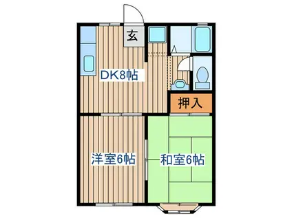 ヒロハイツ(2DK/1階)の間取り写真