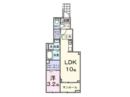 ファミリア長門石(1LDK/1階)の間取り写真