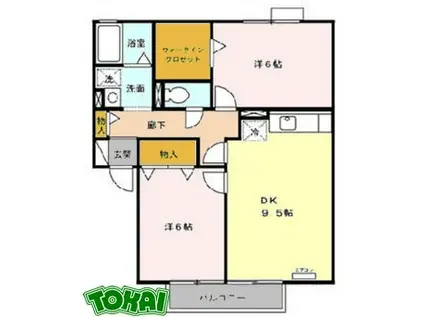 CARTIER(2DK/1階)の間取り写真