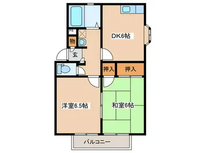 ファーストライフ板戸I(2DK/2階)の間取り写真