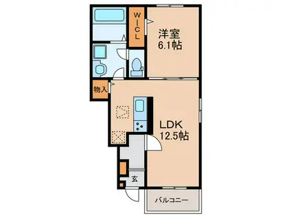 京阪本線 牧野駅 徒歩36分 2階建 築1年(1LDK/1階)の間取り写真