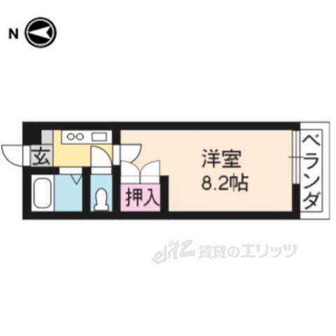 GLORY HOLE(1K/4階)の間取り写真