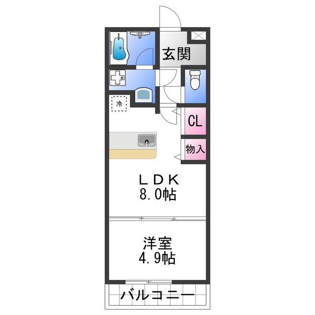 ロックブリッジ(1LDK/1階)の間取り写真