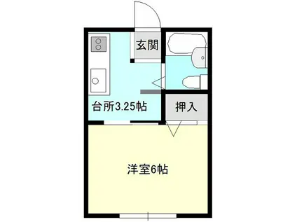 コーポ西下台(1K/2階)の間取り写真