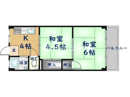 門野マンションB棟(2DK/1階)の間取り写真