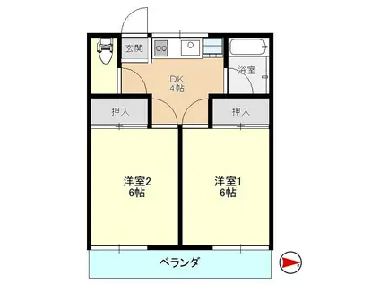 アーネス坂入(2DK/2階)の間取り写真