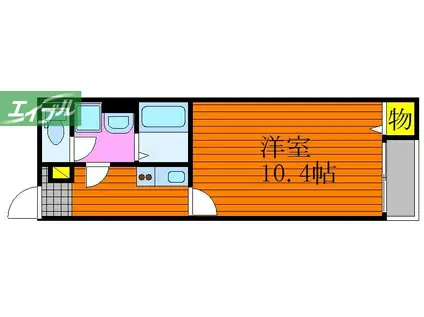 クレイノステラ 庭瀬(1K/1階)の間取り写真