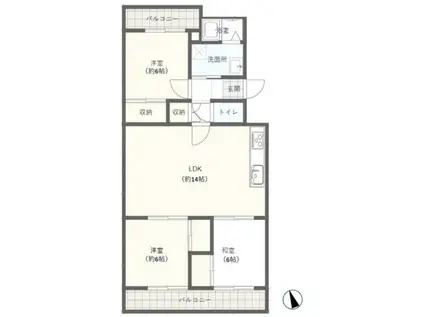 ピュアハイツ明石(3LDK/4階)の間取り写真