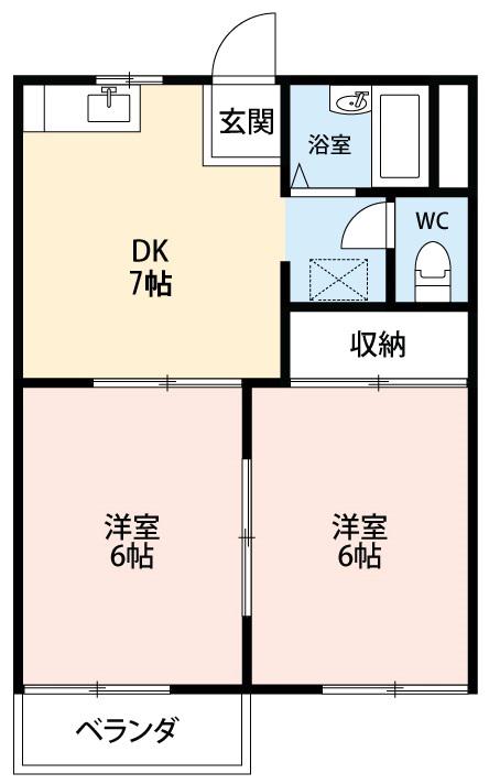 ファミールハイツ B(2DK/2階)の間取り写真