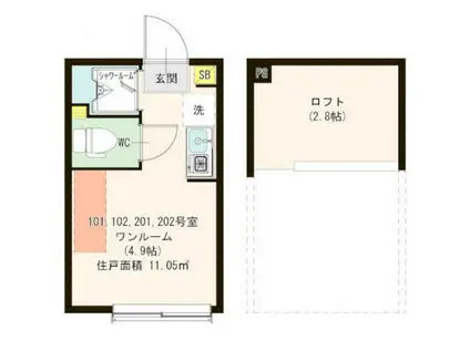 ハーモニーテラス千川III(ワンルーム/1階)の間取り写真