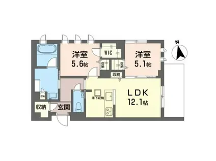 フェール シュヴァル(2LDK/1階)の間取り写真