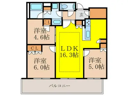 ブリリアタワー箕面船場(3LDK/12階)の間取り写真