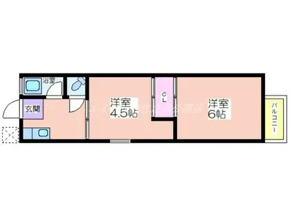 南津守テラスハウス(2K/2階)の間取り写真