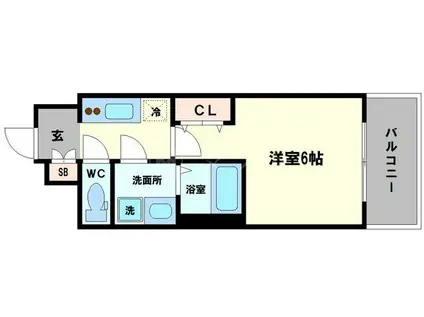 LC難波クレア(1K/14階)の間取り写真