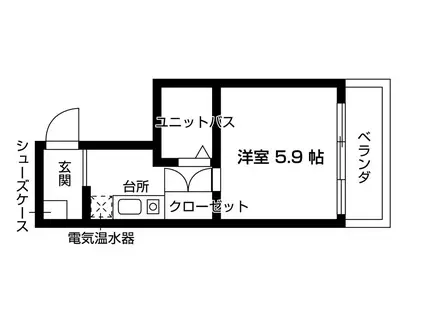 リヴェール上石川(ワンルーム/2階)の間取り写真