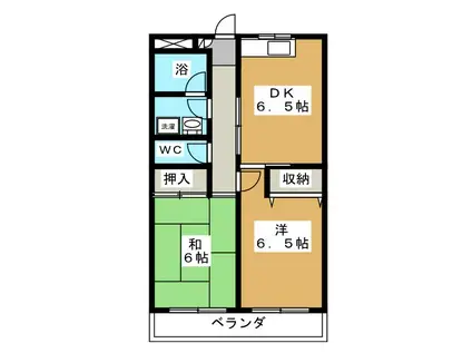 リバーサイドK&T(2DK/2階)の間取り写真