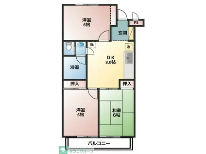 アクロシティーC(3DK/2階)の間取り写真