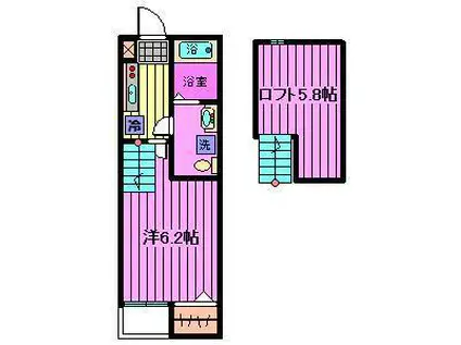 ルアンバーン宮原(1K/2階)の間取り写真