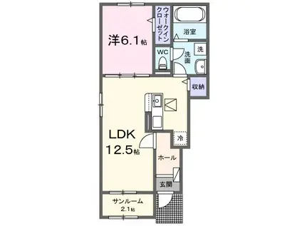 メゾンシュエットII(1LDK/1階)の間取り写真