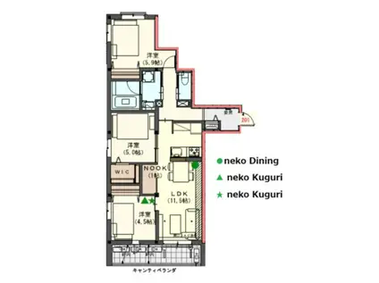 オカバ世田谷深沢ヘーベルメゾン(3LDK/2階)の間取り写真