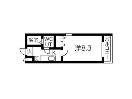 HK2 イースト(1K/3階)の間取り写真