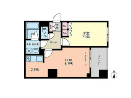 ヴィアーレ四谷(1LDK/4階)の間取り写真