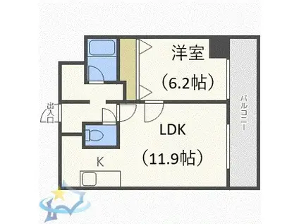 HK大通ハイム(1LDK/7階)の間取り写真