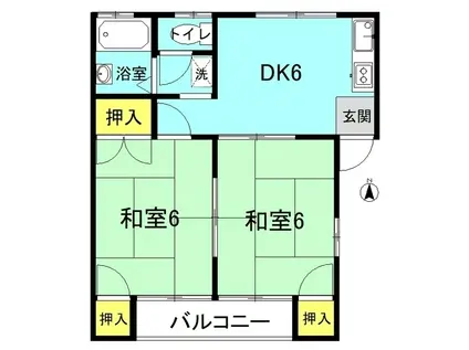 メゾン南(2DK/2階)の間取り写真