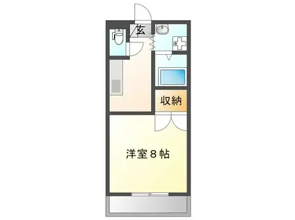 プレミアM(1K/4階)の間取り写真