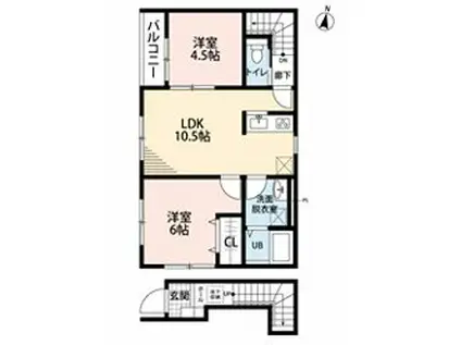 リーブルファイン袋山(2LDK/2階)の間取り写真