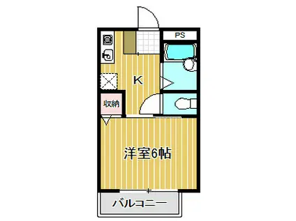 ドミールM(1K/2階)の間取り写真