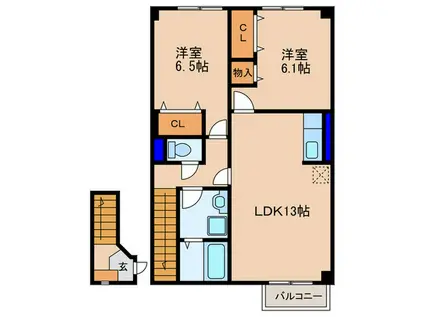 エクレール久徳(2LDK/2階)の間取り写真