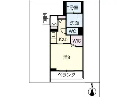 シャーメゾン津駅前(1K/2階)の間取り写真