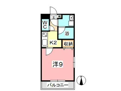 コンフォルト中祥(1K/2階)の間取り写真
