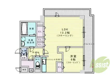 アルデール江坂(1LDK/9階)の間取り写真