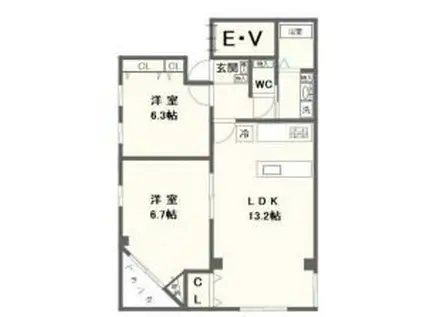 メゾンノースリバー(2LDK/4階)の間取り写真