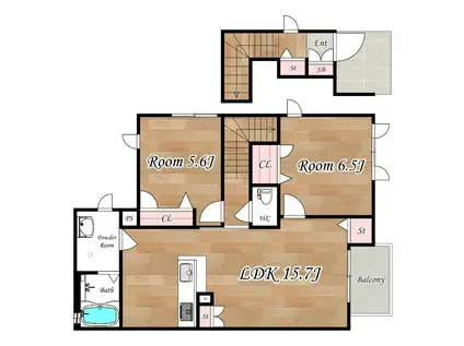 PRIME COURT(2LDK/2階)の間取り写真