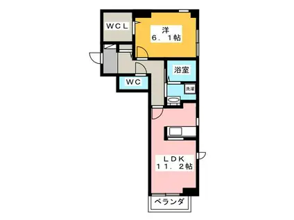 グリシーヌ石神井公園(1LDK/2階)の間取り写真