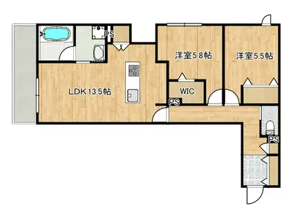 4階建千年ヘーベルメゾン(2LDK/2階)の間取り写真